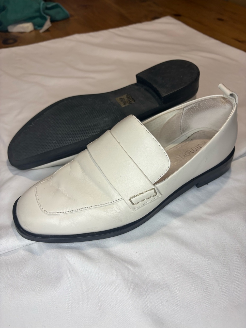 Classic White Leather Penny Loafers for Women